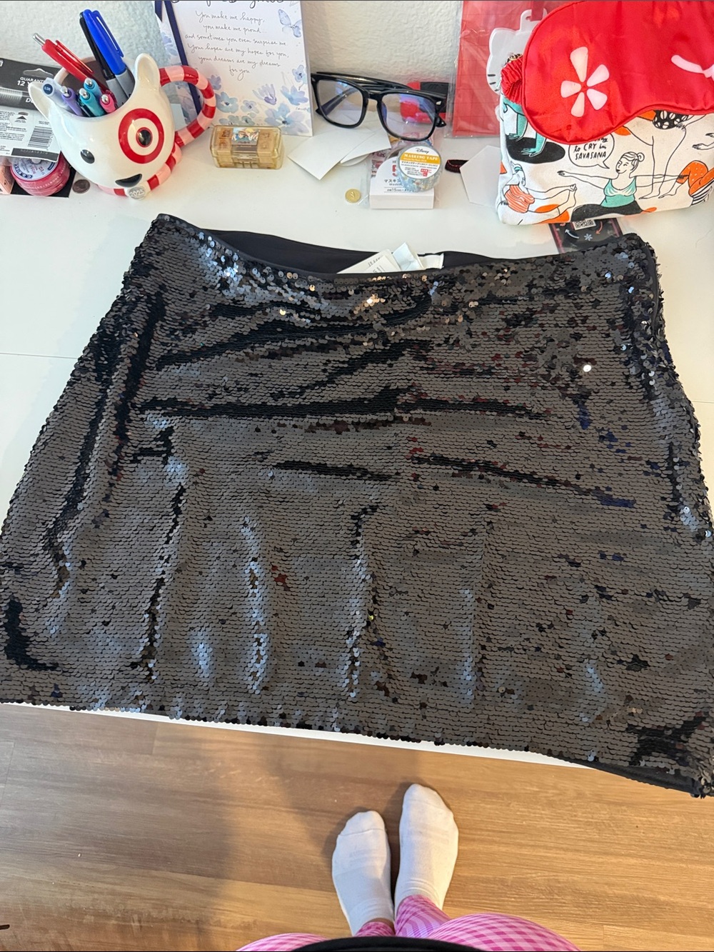 Black Sequin Mini Skirt